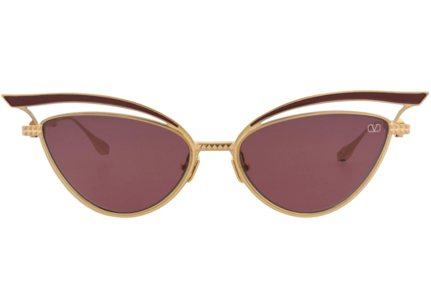 Valentino Cat Eye-Frame Titanium Sunglasses Gold Gold Bordeaux (VLS-118B-55)
