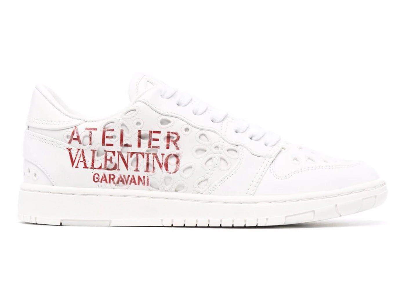 Valentino Garavani Leather Graphic Print White Red (Women's)