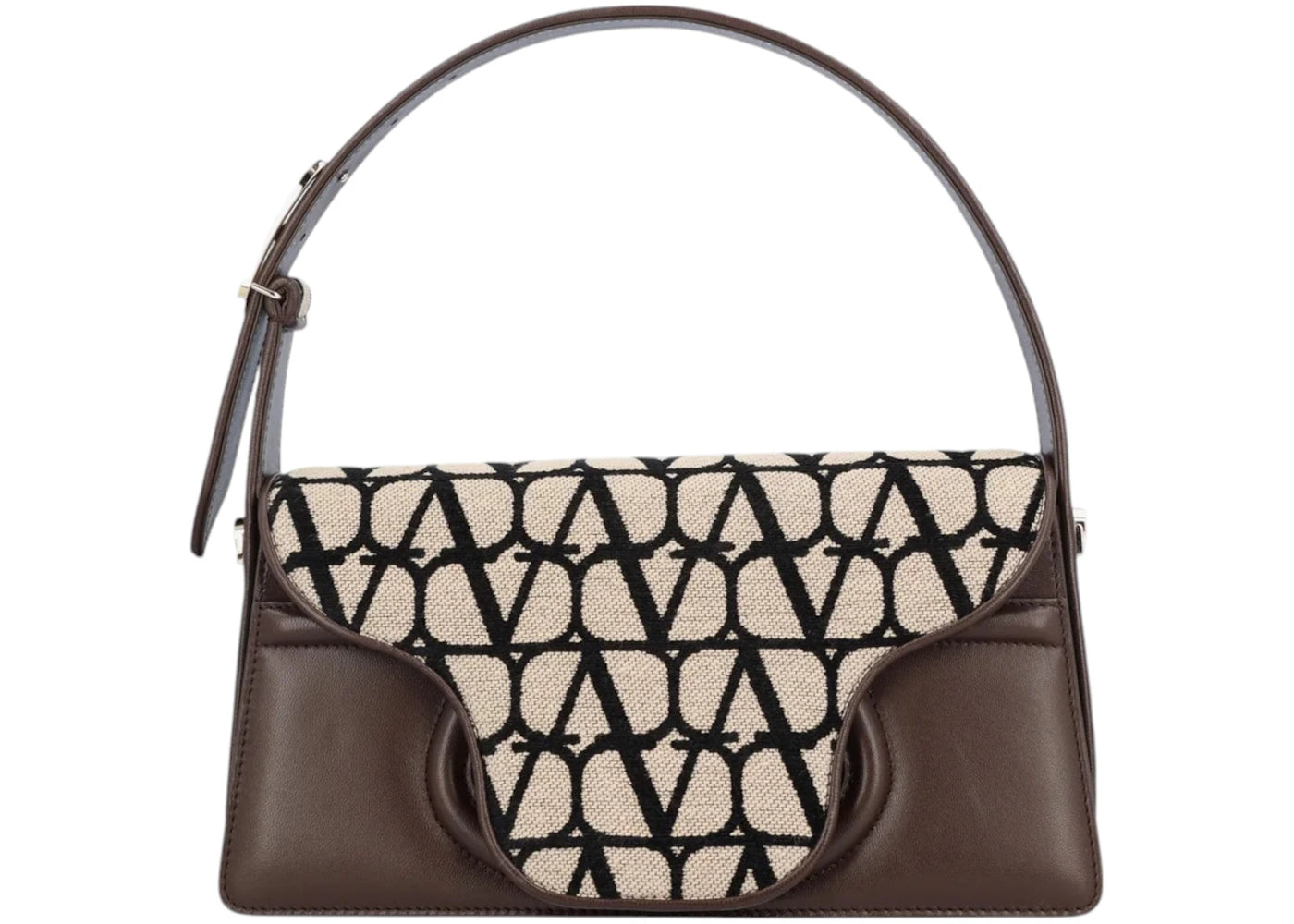 Valentino Le Grand Deuxième Logo Plaque Shoulder Bag Beige/Brown