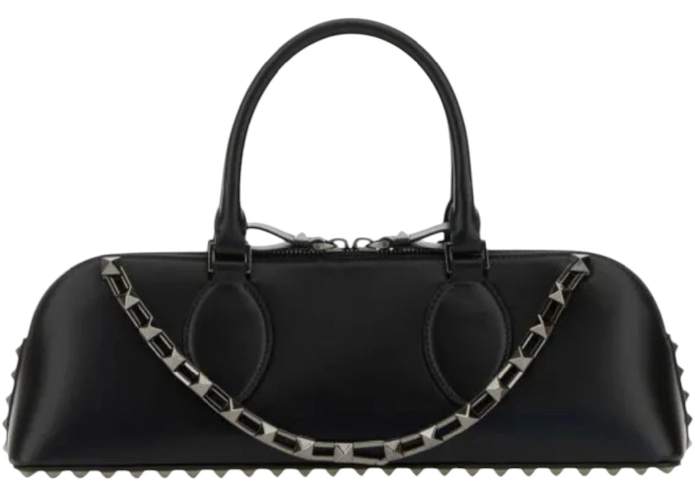 Valentino Leather Rockstud East-West Handbag Black
