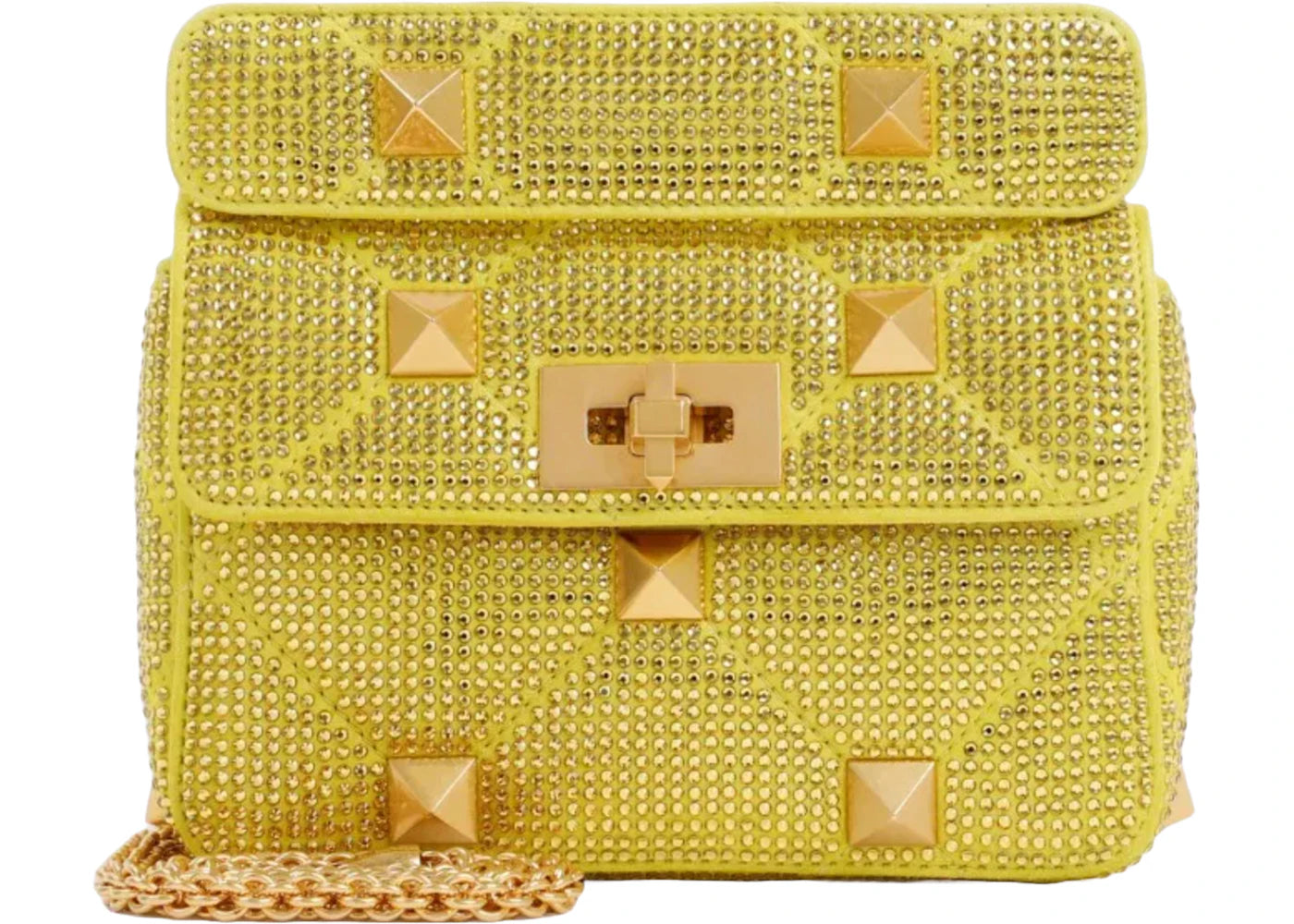 Valentino Roman Stud Small Shoulder Shoulder Bag Yellow