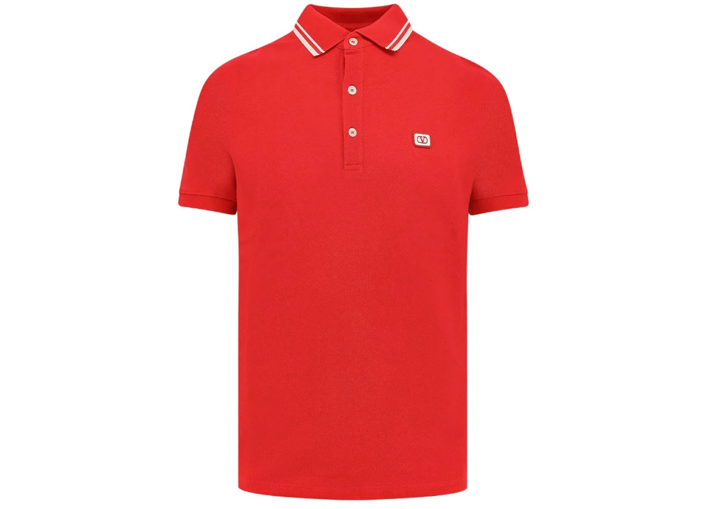 Valentino VLogo Embroidered Short-Sleeved Polo Shirt Red