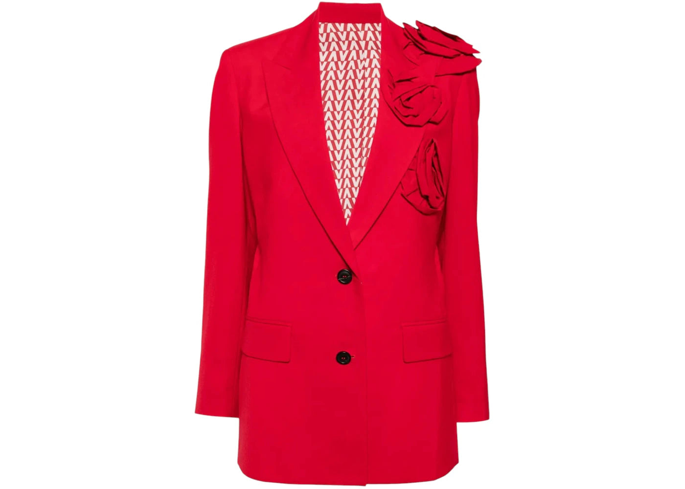 Valentino Women's Floral Applique V-Neck Blazer Red