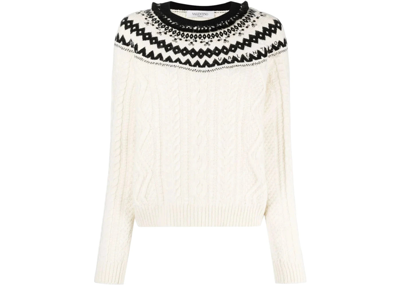 Valentino Women's Foulard Archive Cable-Knit Jacket White