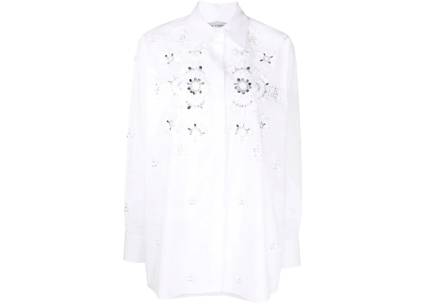 Valentino Women's Garavani Cut-Out Detail Long-Sleeve Shirt White