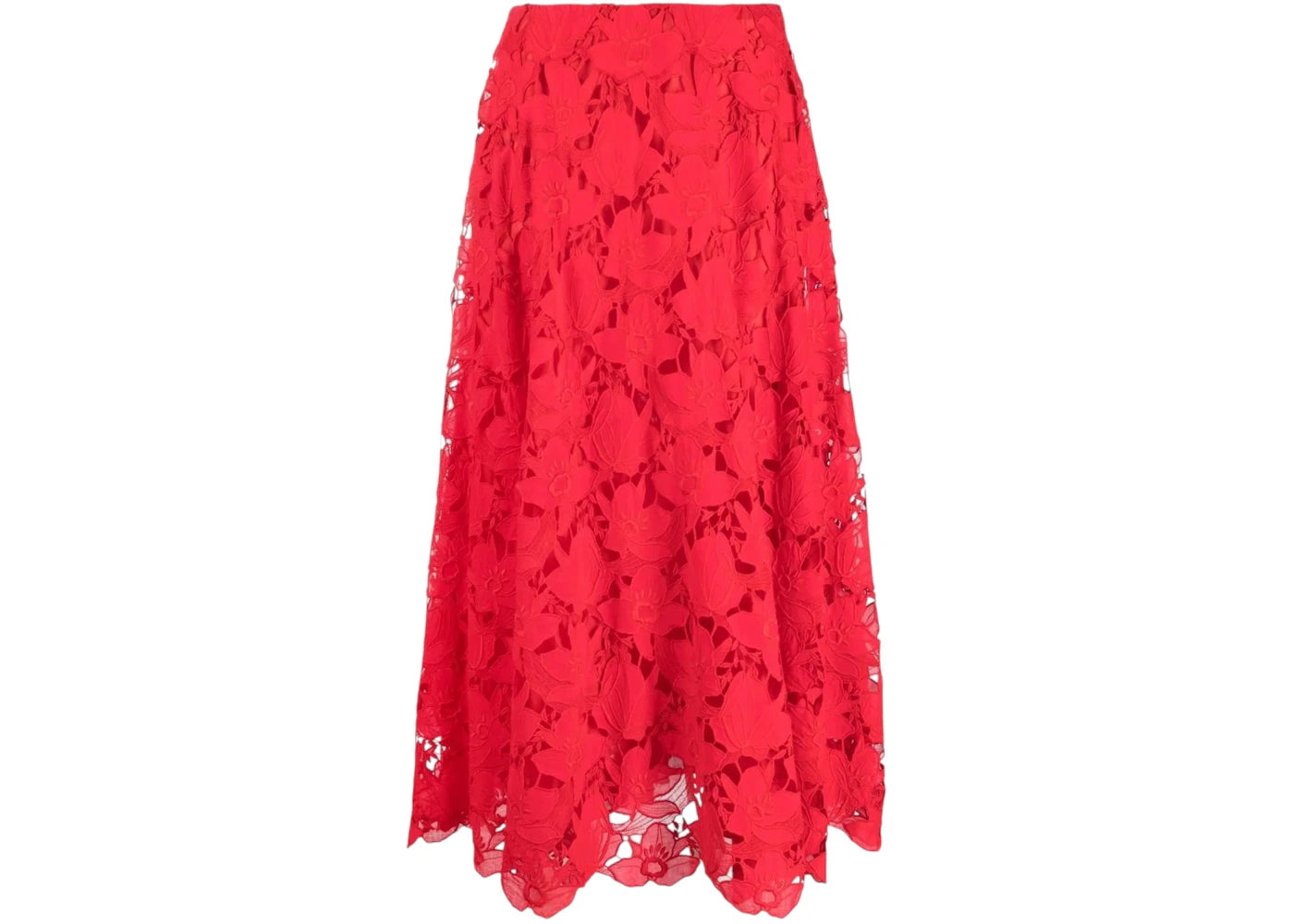 Valentino Women's Garavani Floral-Lace Midi Skirt Red