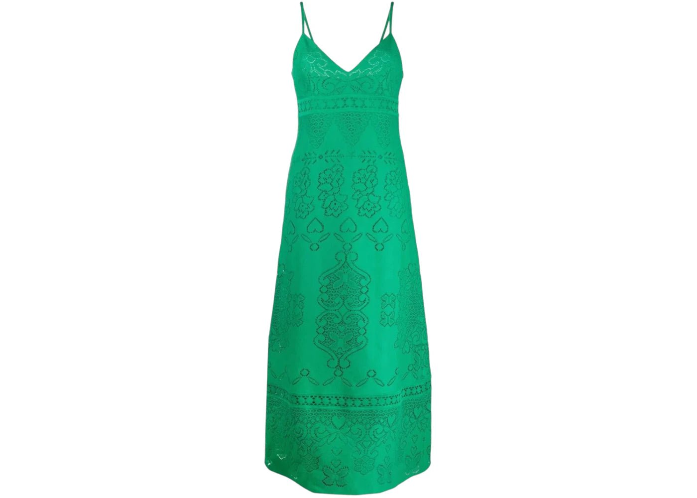 Valentino Women's Garavani Heavy Lace Long Dress Green