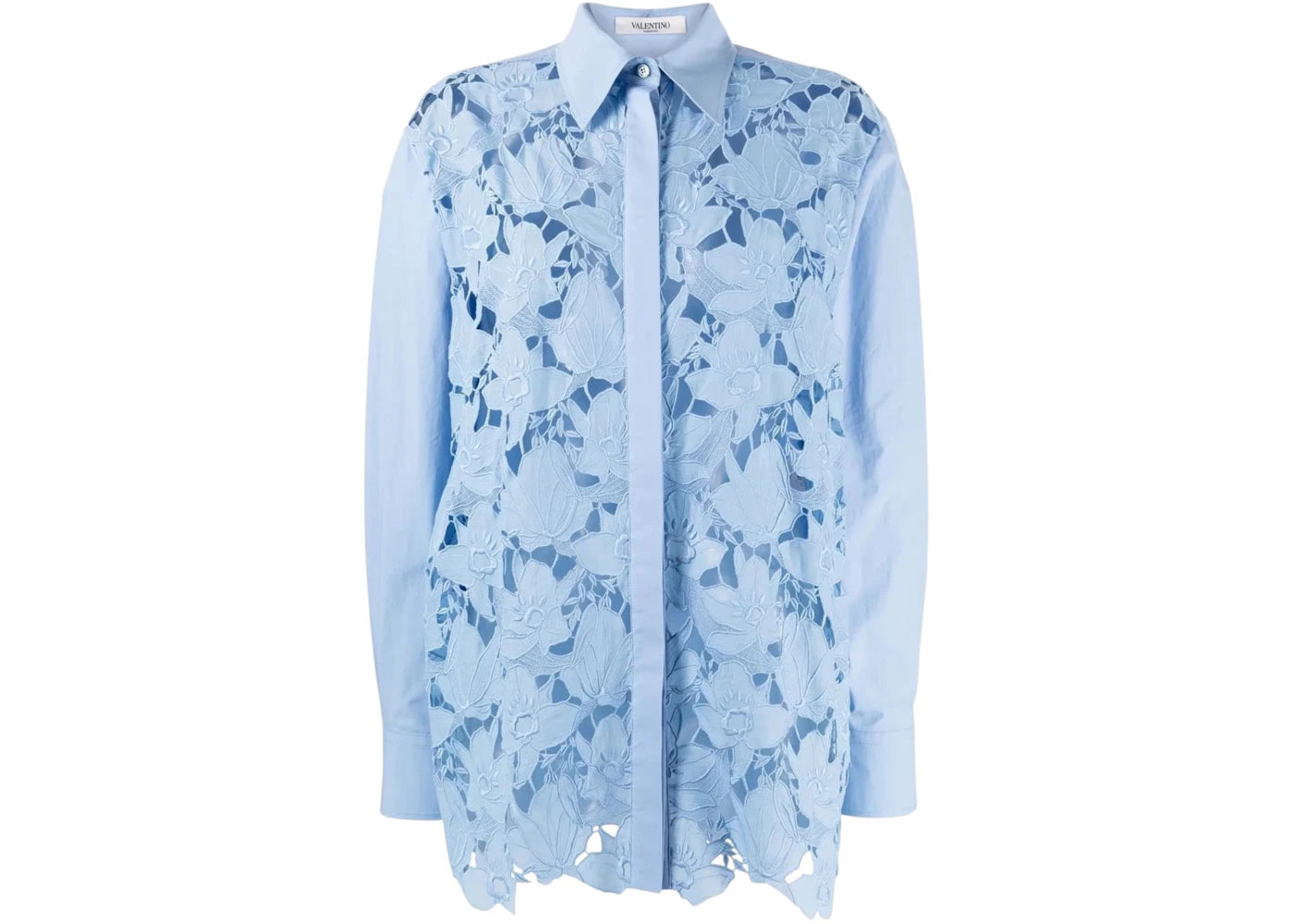 Valentino Women's Garavani Long-Sleeve Lace Shirt Lilac