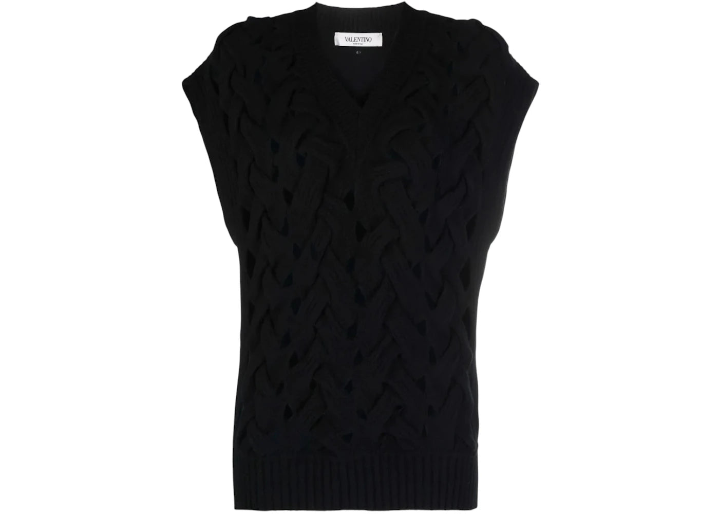 Valentino Women's Garavani Open-Knit Wool-Blend Vest Black