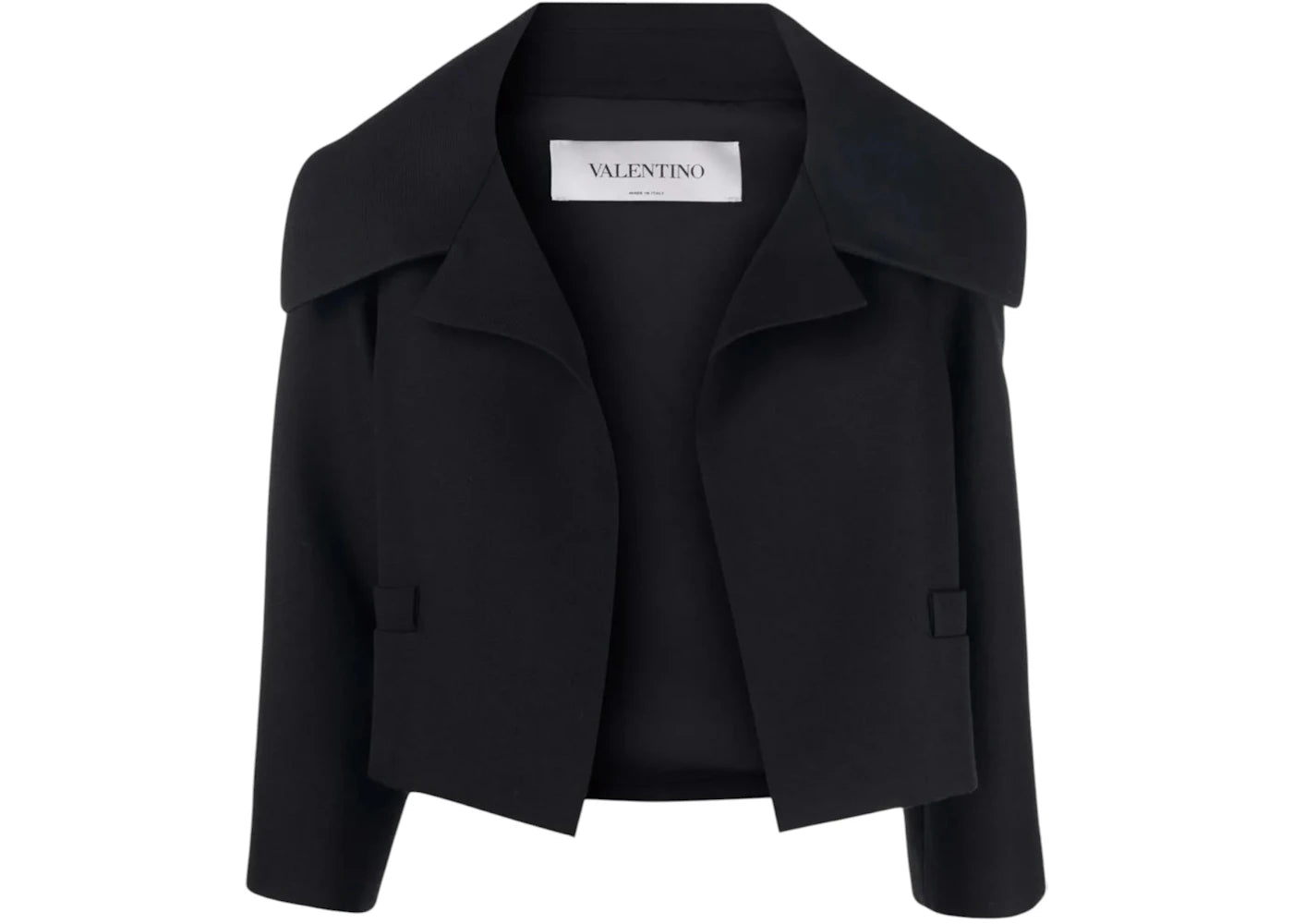 Valentino Women's Garavani Oversized Collar Cropped Jacket Black