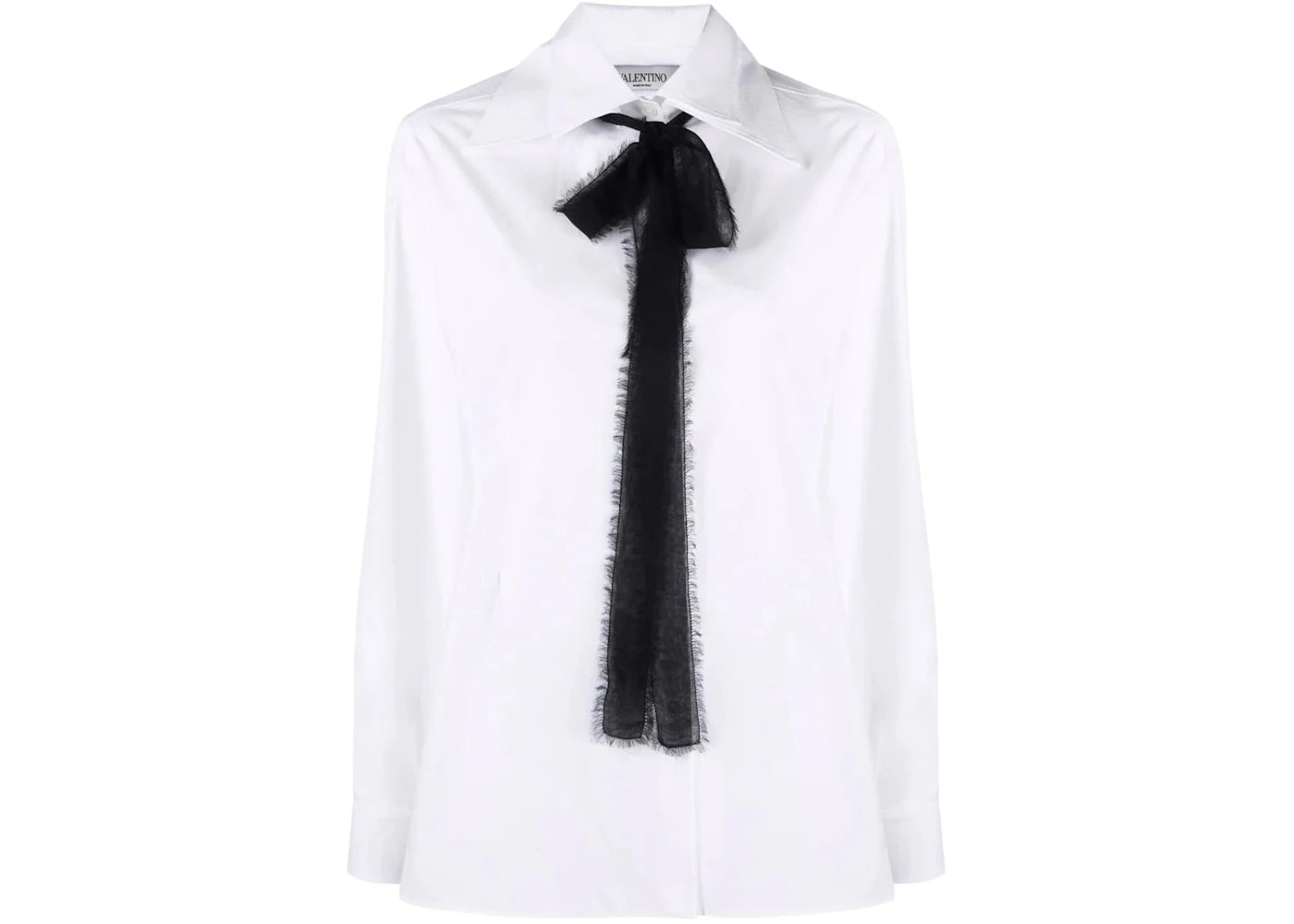 Valentino Women's Garavani Pointed-Collar Pussy-Bow Blouse White