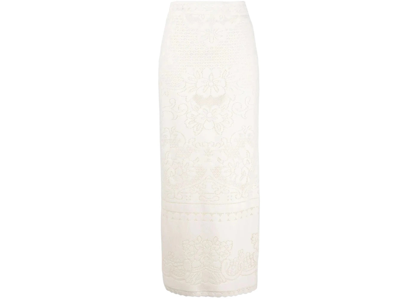 Valentino Women's High-Waisted Heavy Lace Skirt Neutrals