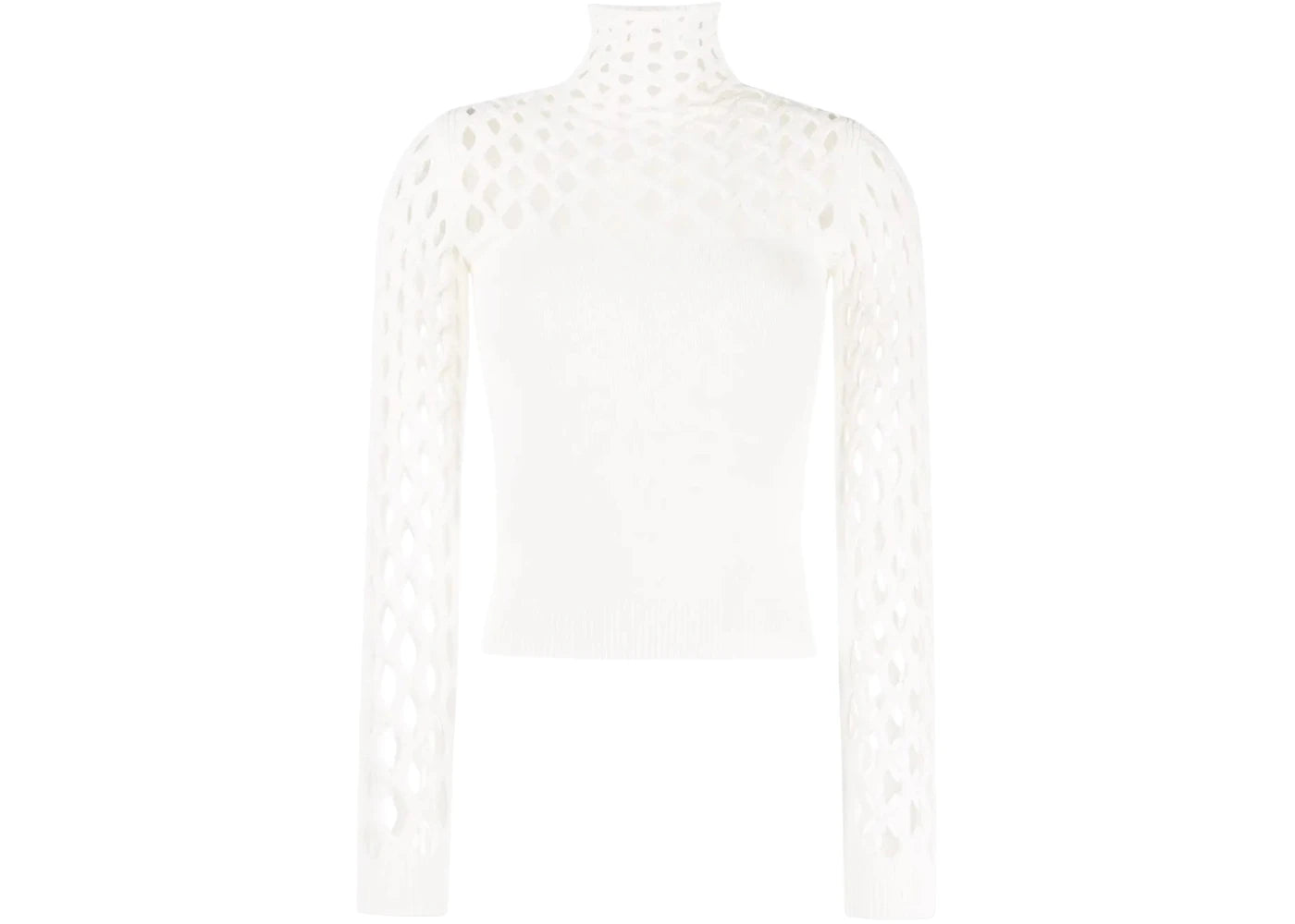 Valentino Women's Open-Knit Roll-Neck Top Neutrals