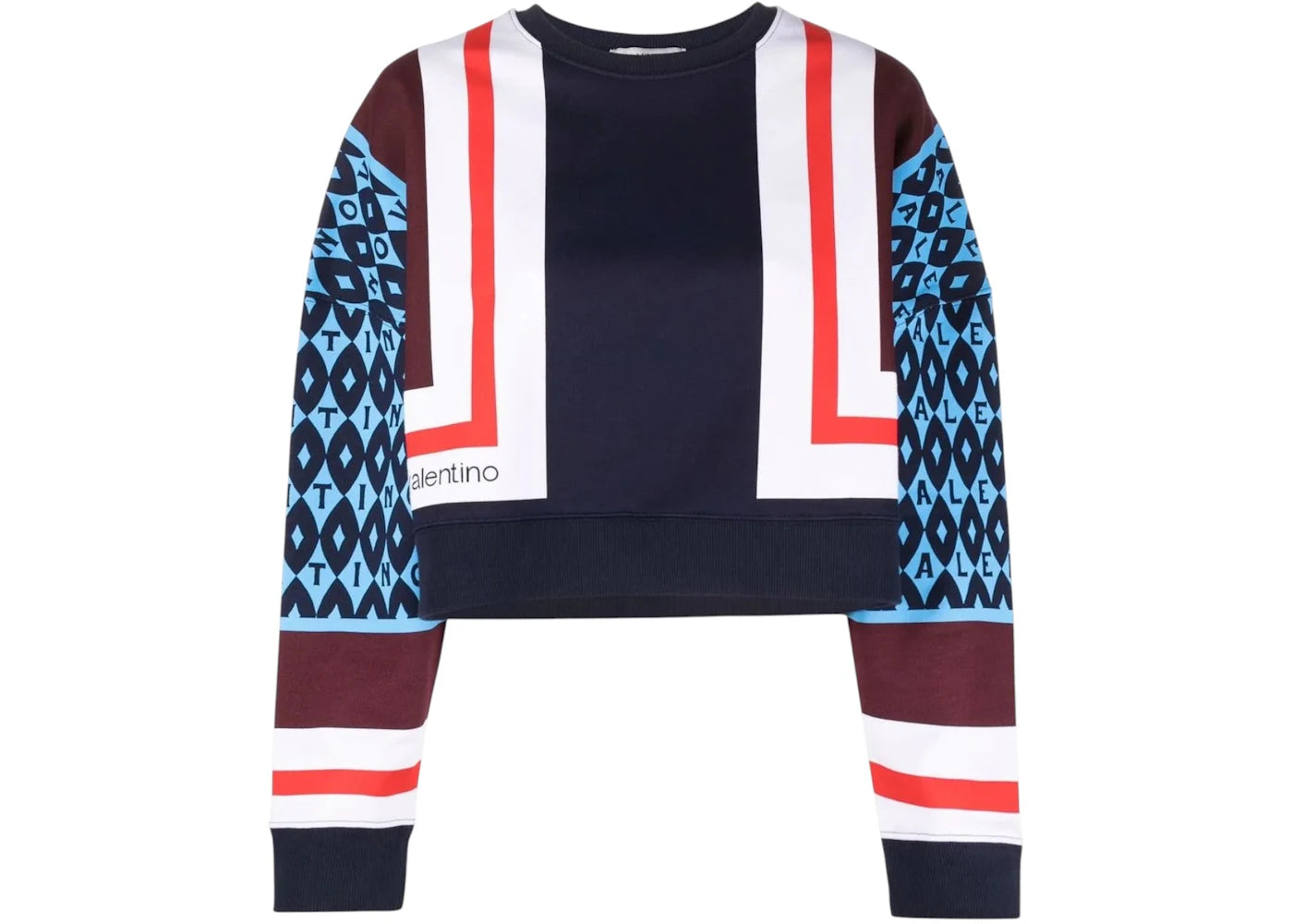 Valentino Women's V-Print Cropped Sweatshirt Blue