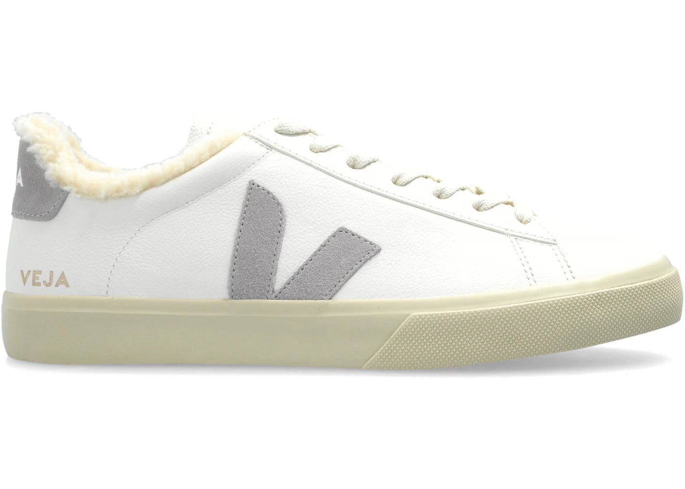 Veja Campo Fured Leather White Light Grey