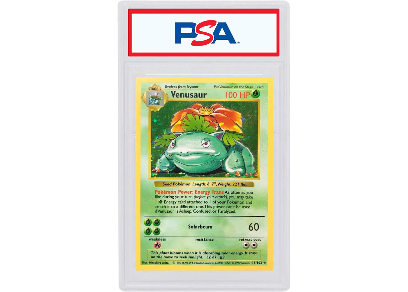 Venusaur-Holo 1999 Pokemon TCG Base Set Shadowless #15/102 (PSA or BGS Graded)