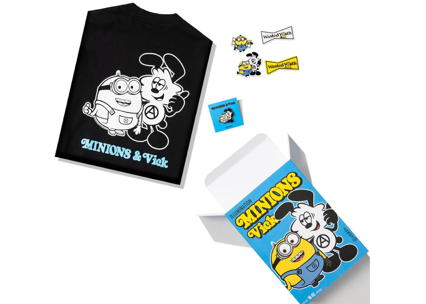 Verdy x Minions Pin Sticker T-Shirt Box Set Black