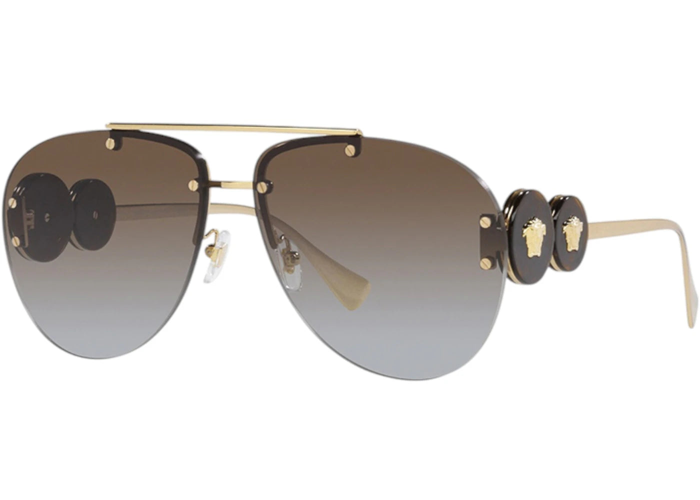 Versace Aviator Sunglasses BrownGreyBrown Gold (VE2250 148889)