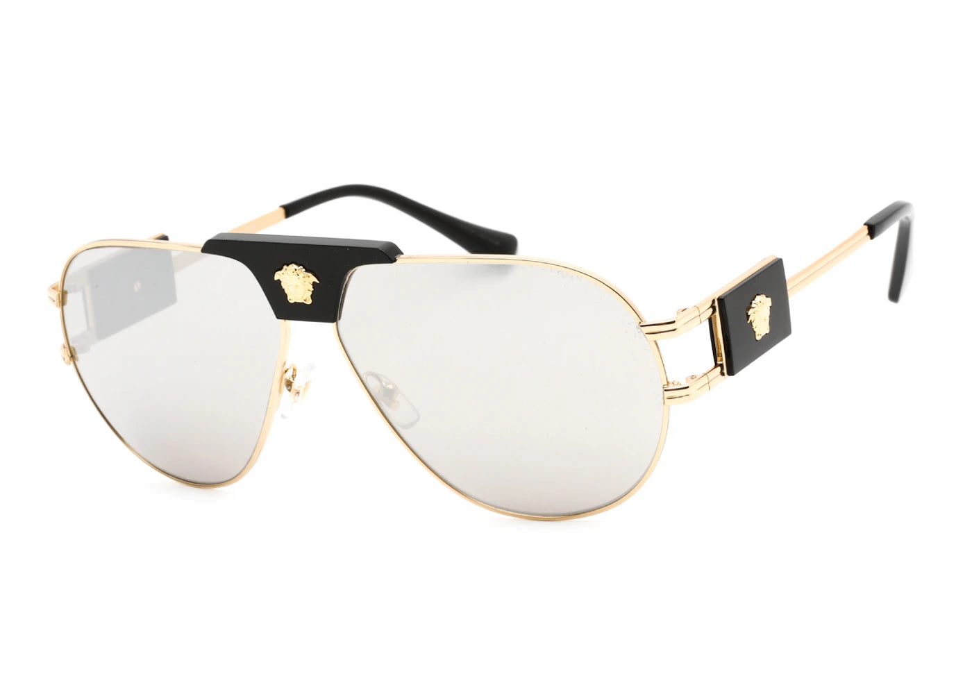 Versace Aviator Sunglasses Gold Black/Light Grey Mirror Silver (VE2252-10026G-63 63)