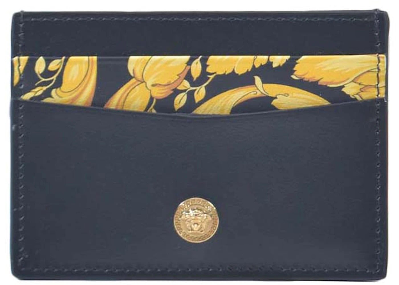 Versace Barocco Print La Medusa Card Holder Black/Gold