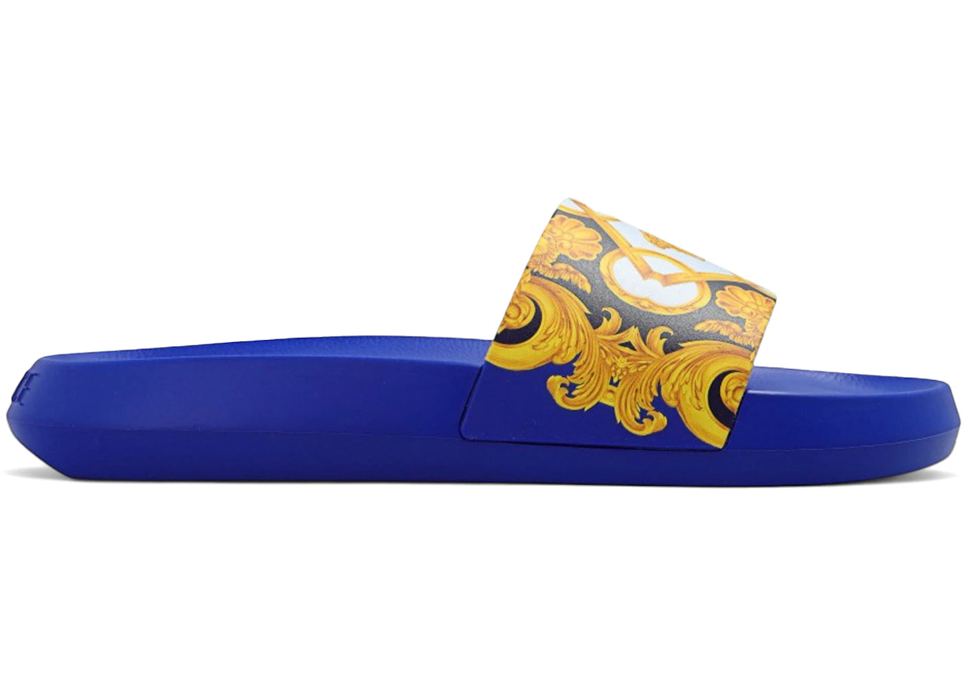 Versace Baroque Pool Slide Blue Gold