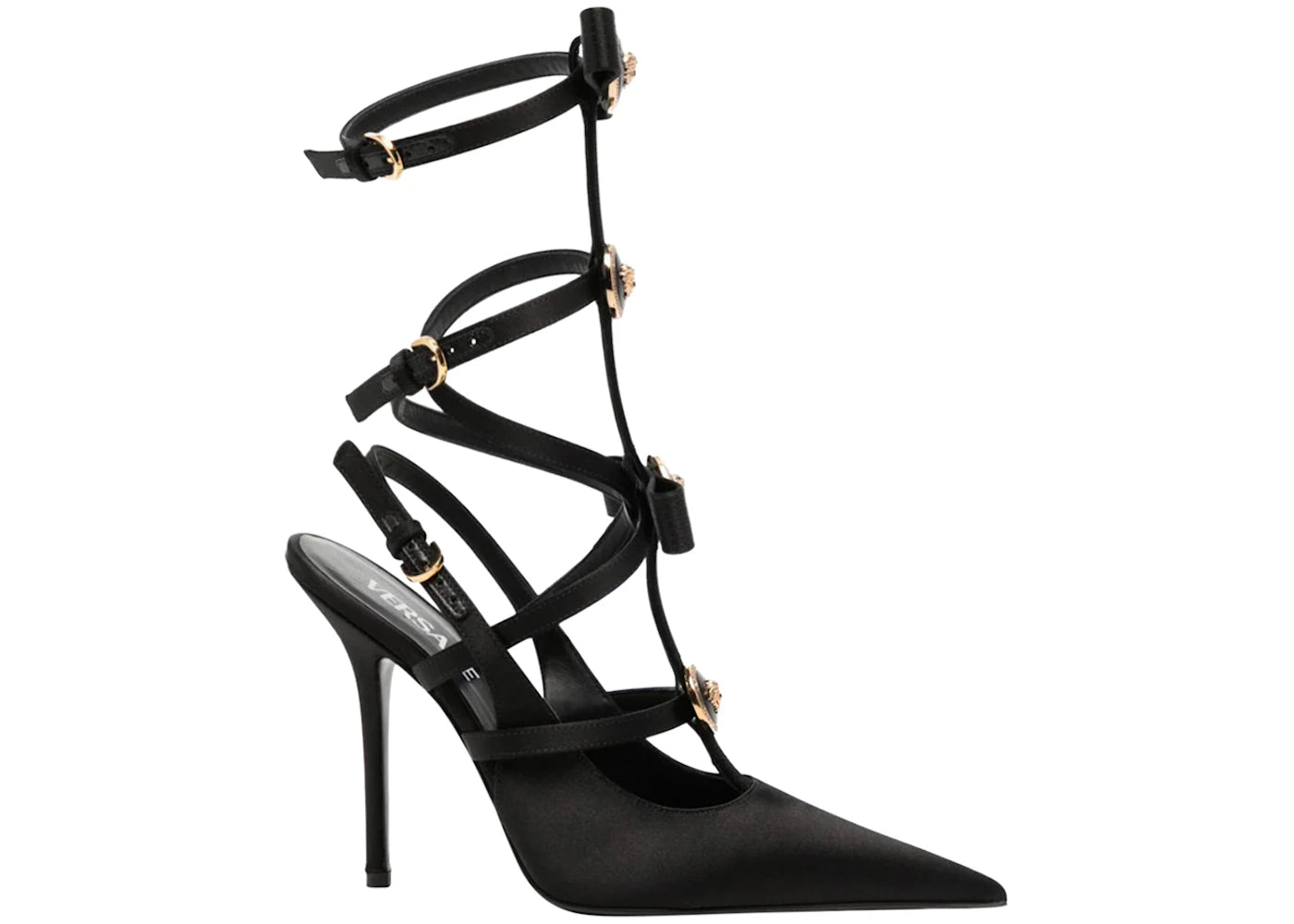 Versace Caged Satin Pumps Black (Women's)