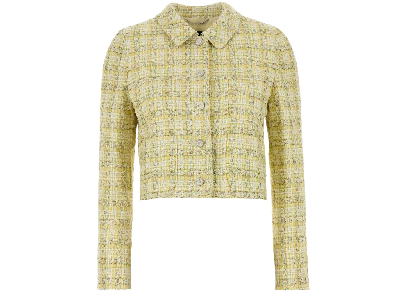 Versace Cotton Mix Fancy Tweed Informal Jacket Ya Peridot/White