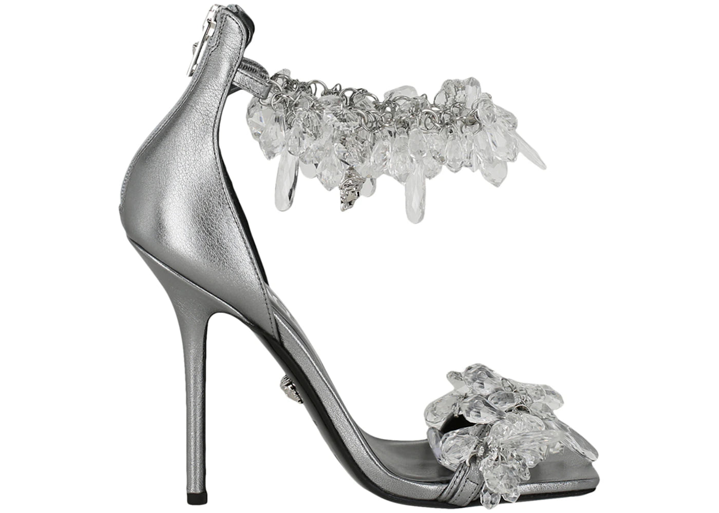 Versace Crystal Chandelier Stiletto Sandals Silver (Women's)