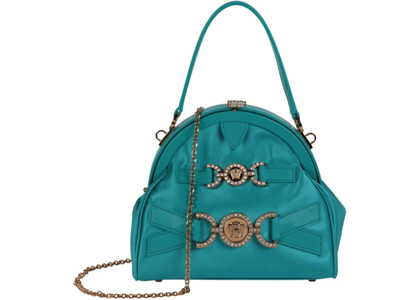 Versace Crystal Medusa '95 Satin Handbag Glacier Green