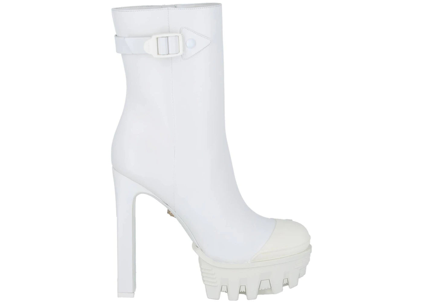 Versace Delphi Leather Ankle Boots White (Women's)