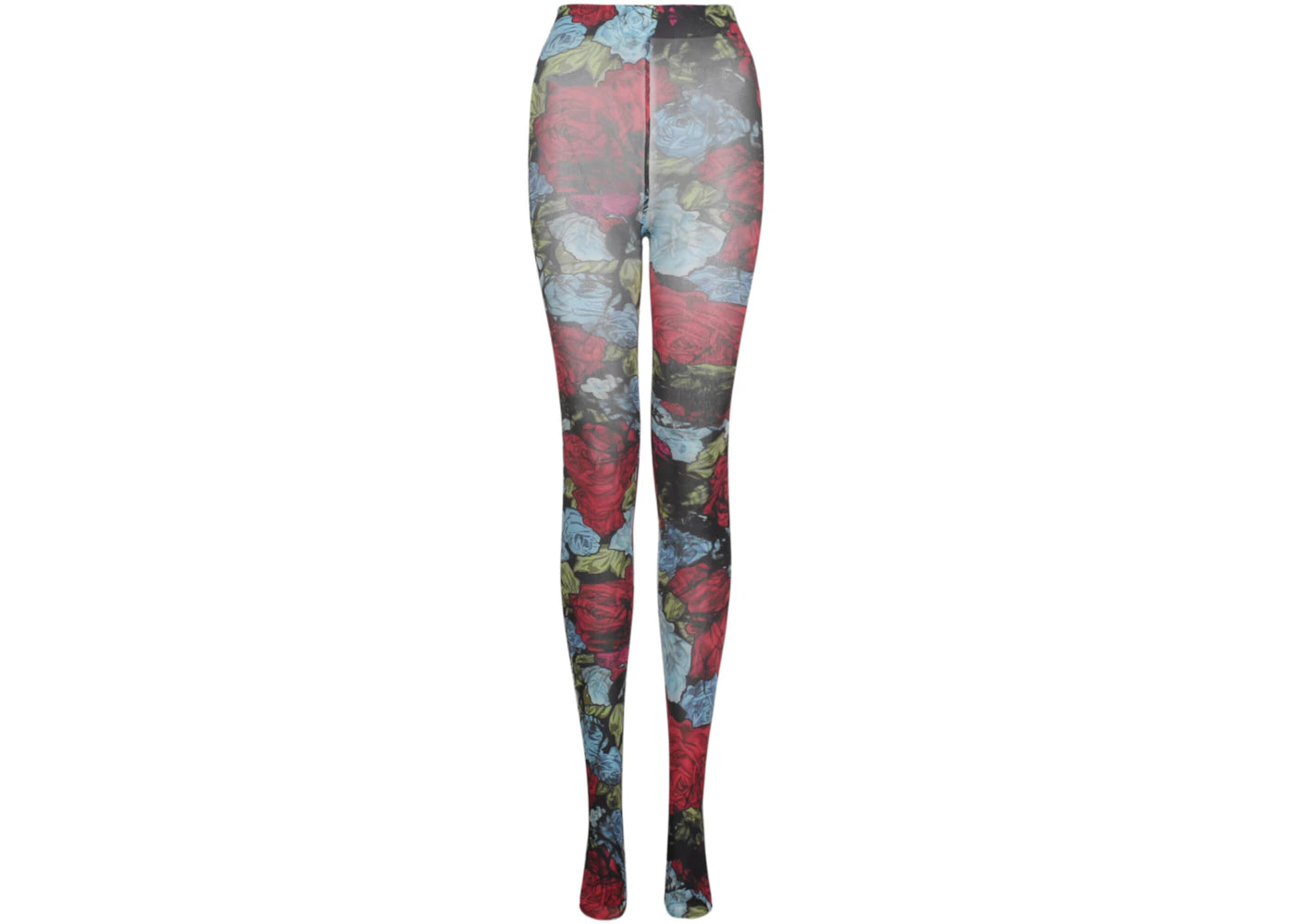 Versace Floral Print Tights Black Multi