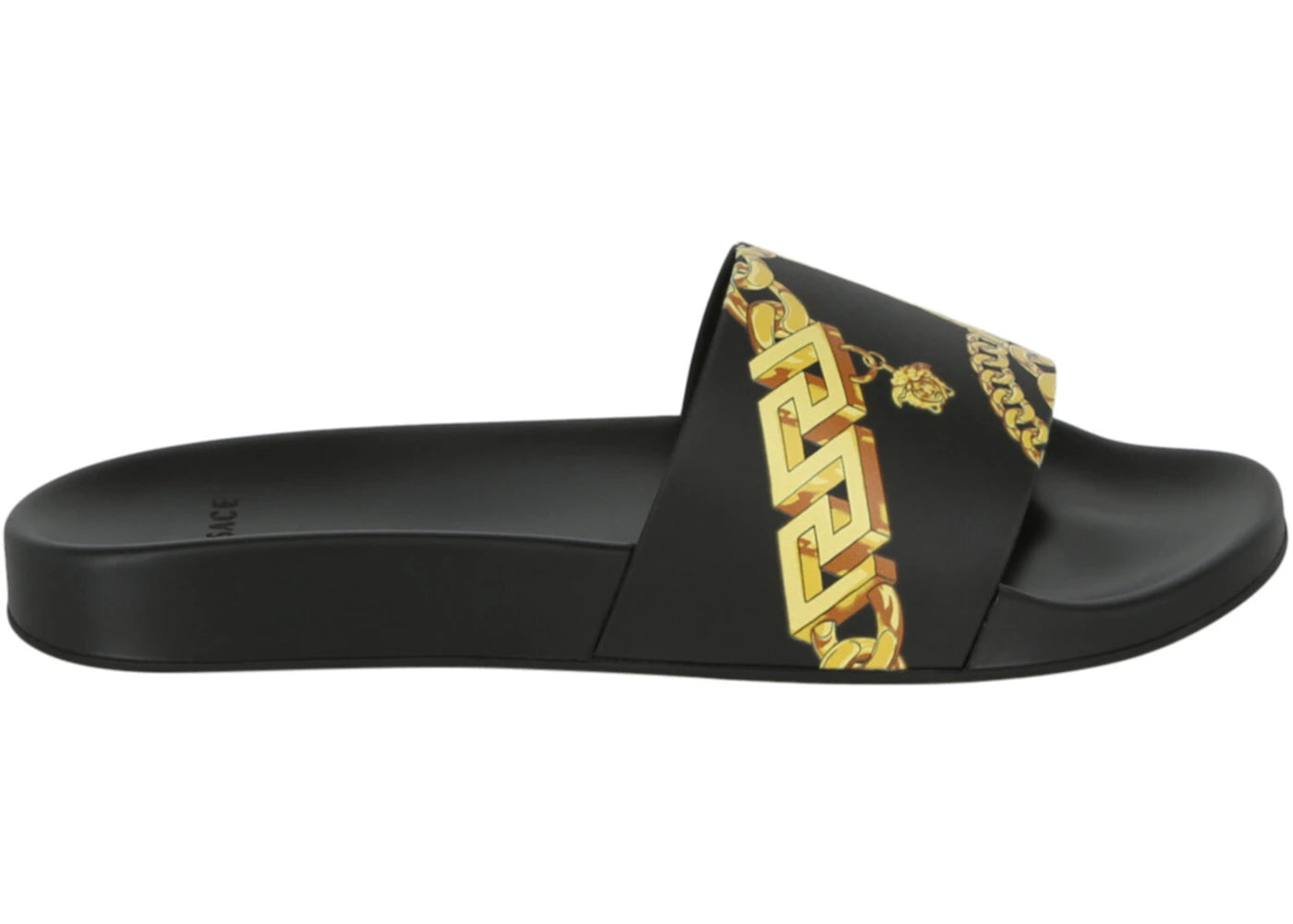 Versace La Greca Chain Slides Black