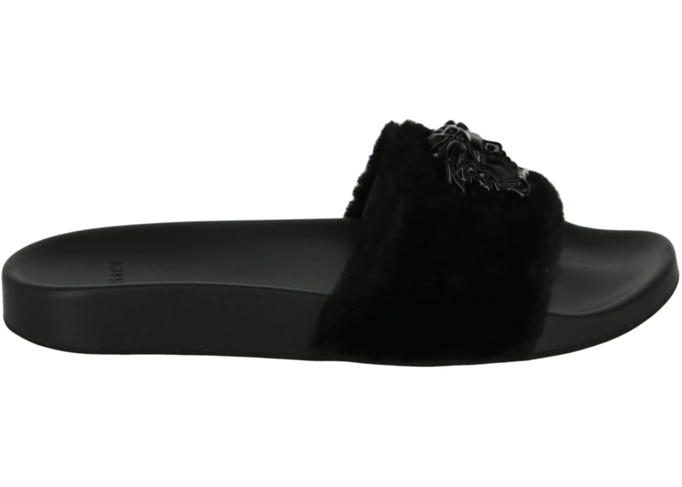 Versace La Medusa Faux Fur Slides Black (Women's)