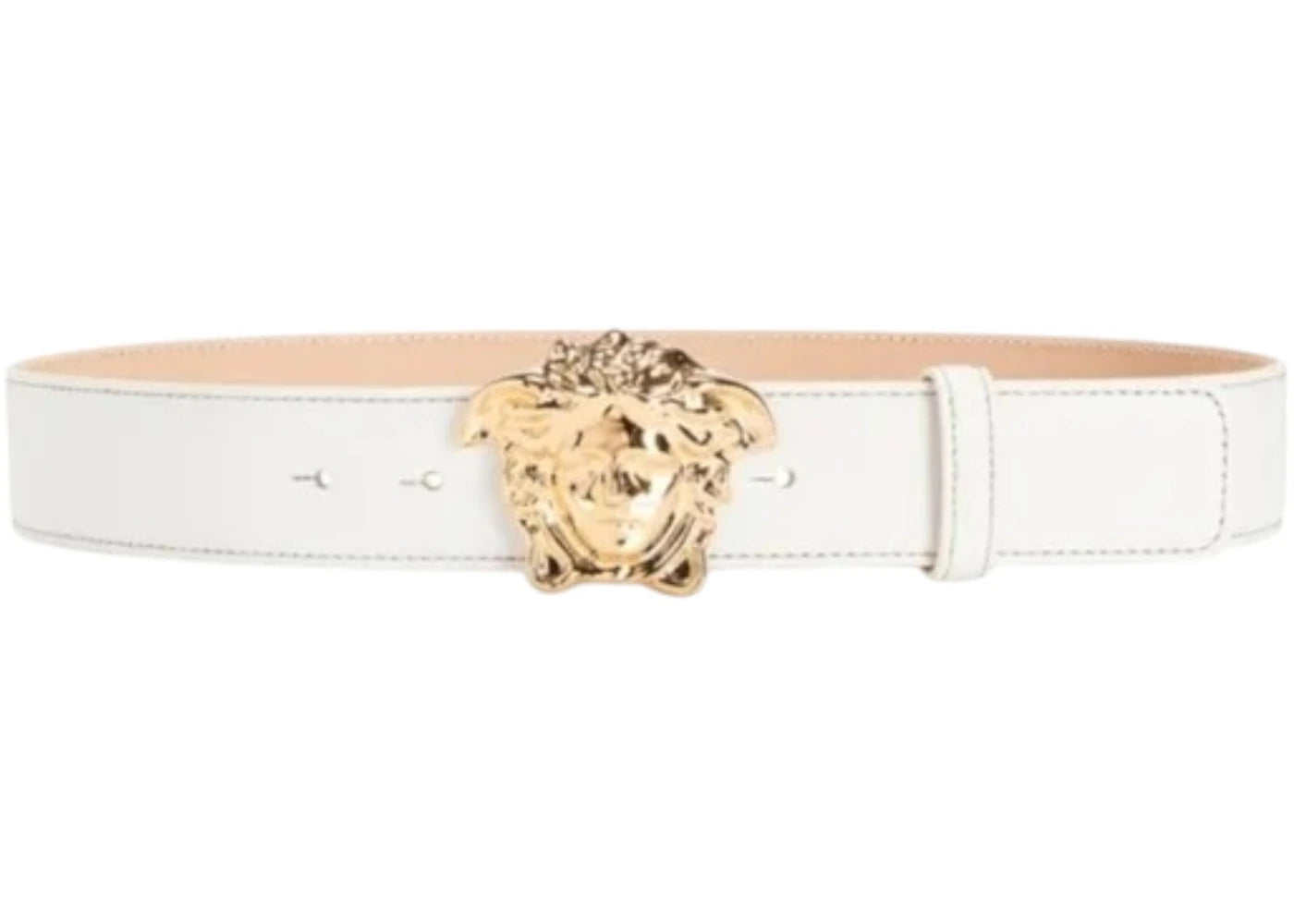 Versace La Medusa Leather Belt White/Gold