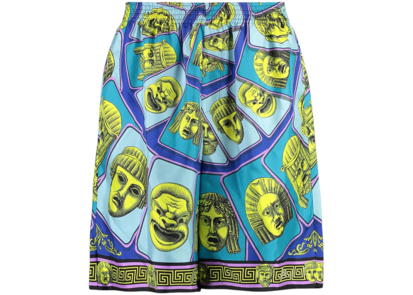 Versace Le Maschere Mask Silk Shorts Blue/Green