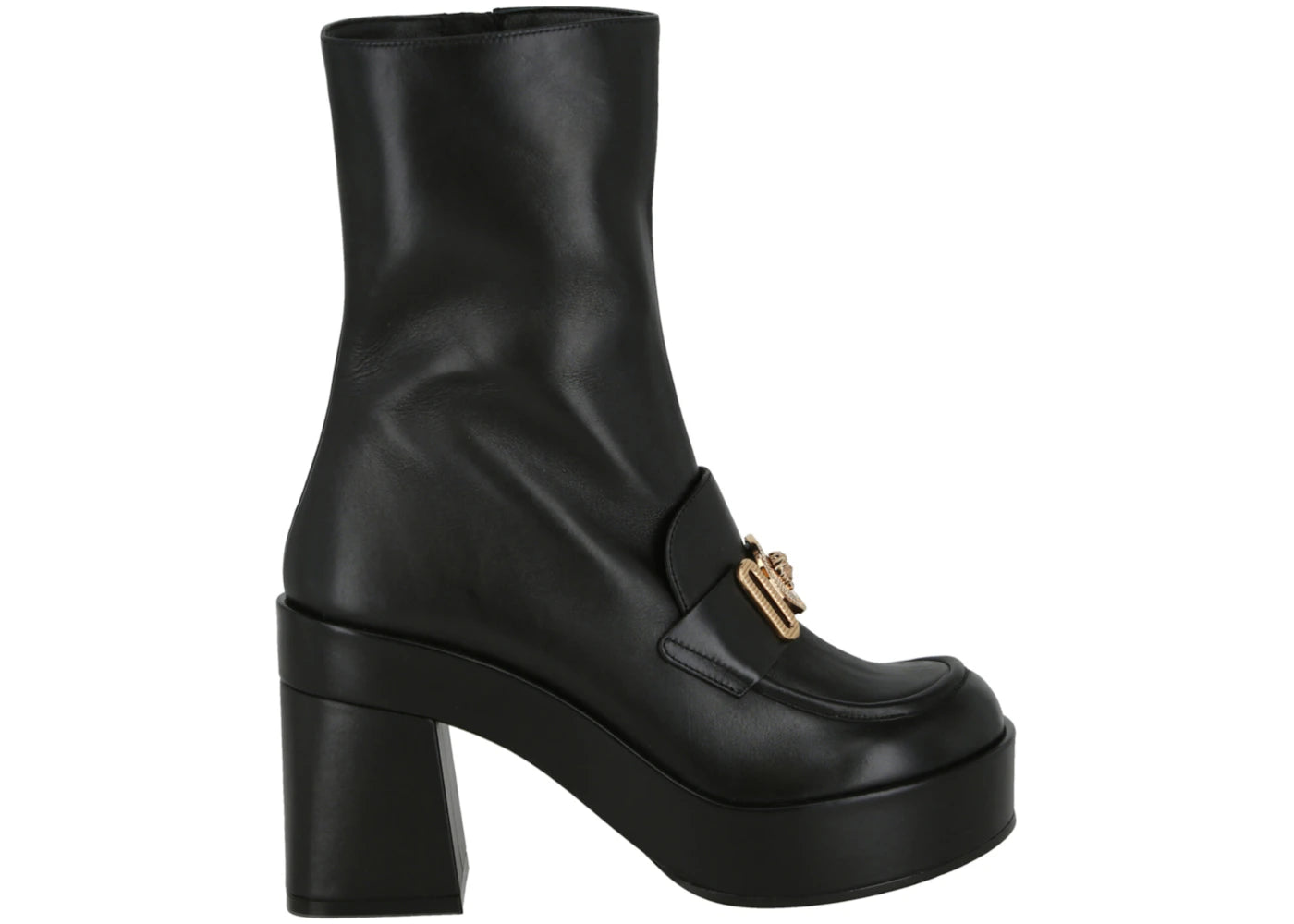 Versace Medusa Chain Booties Black Leather (Women's)