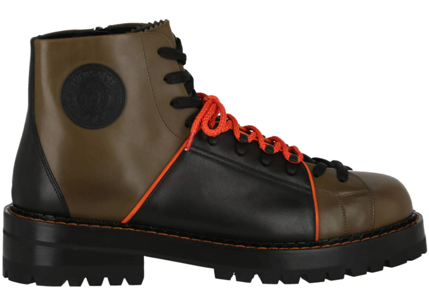 Versace Medusa Leather Ankle Boots Black Brown