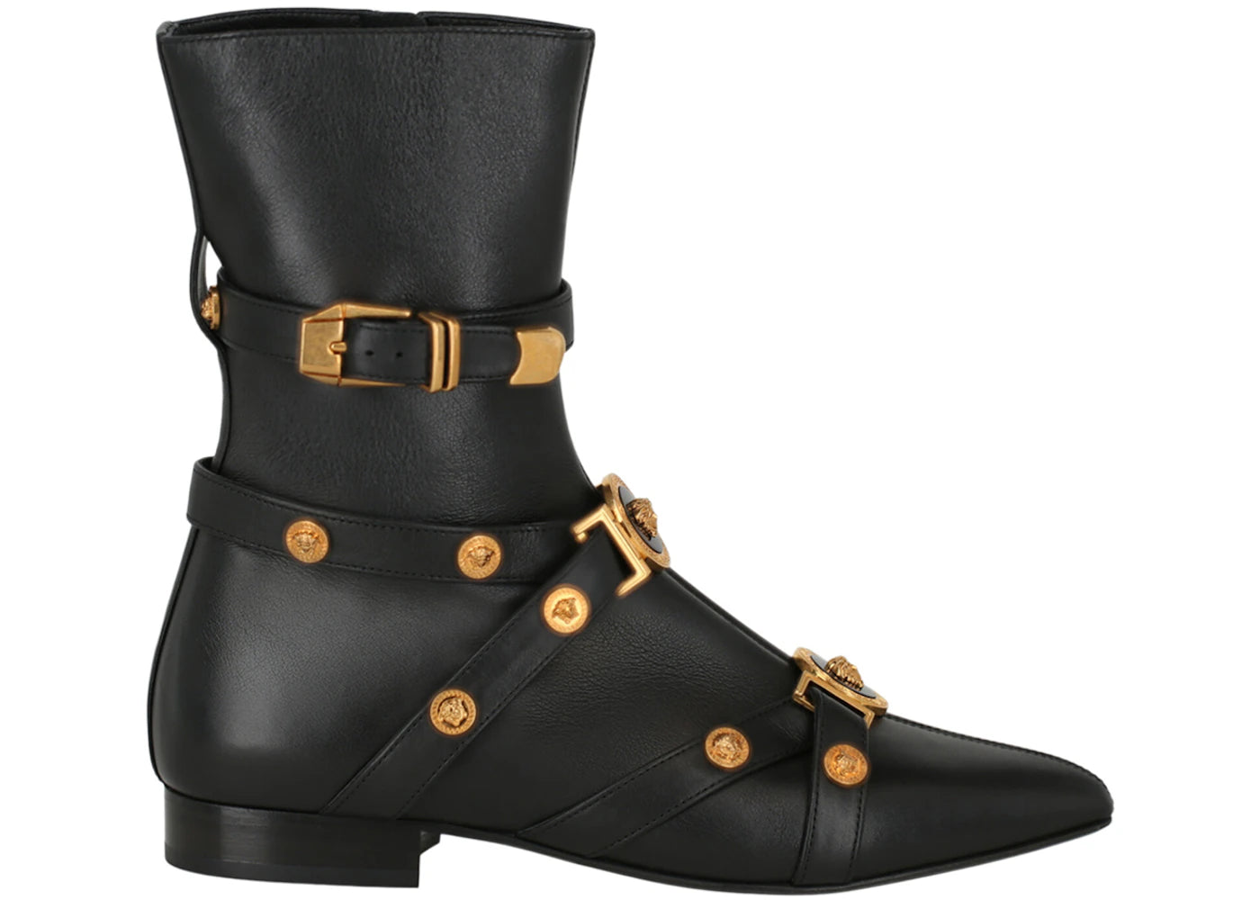 Versace Medusa Leather Ankle Boots Black Trib (Women's)
