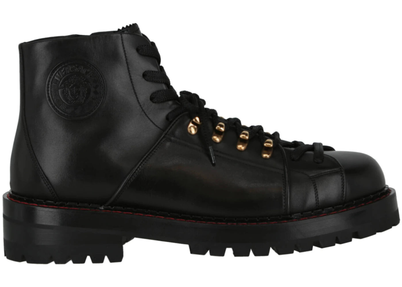 Versace Medusa Leather Ankle Boots Black