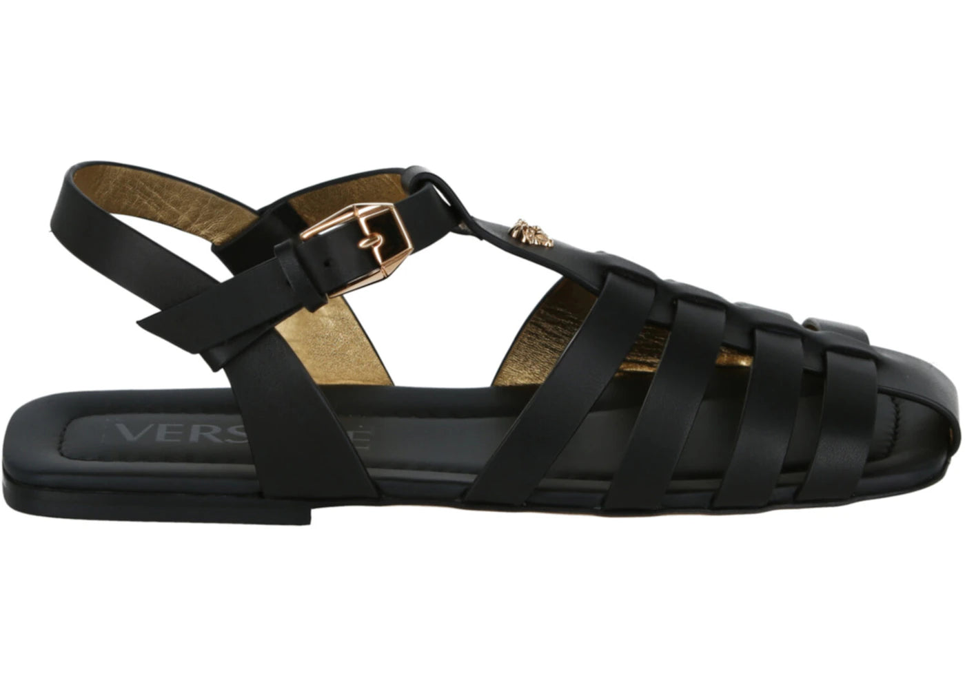 Versace Medusa Leather Fisherman Sandals Black