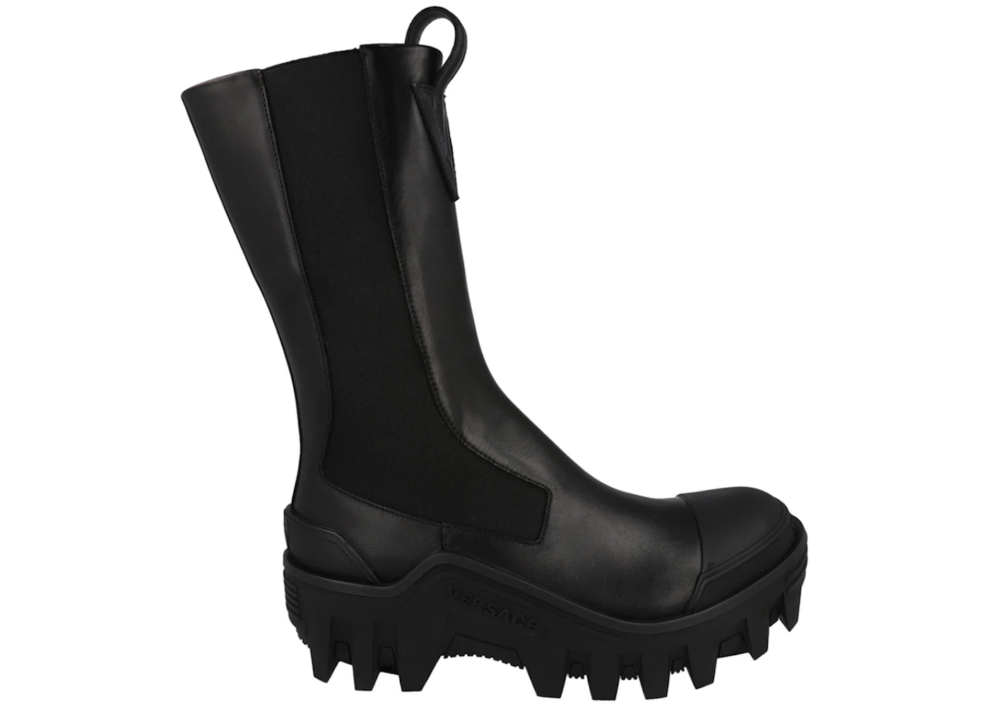 Versace Mid-Calf Leather Chelsea Boots Black (Women's)