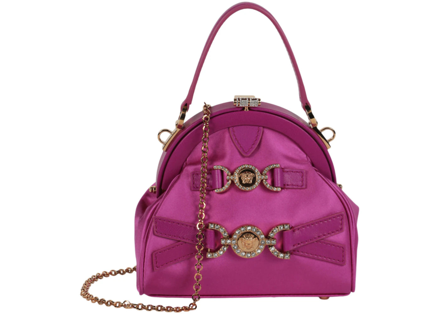 Versace Mini Crystal Medusa '95 Satin Handbag Bright Pink