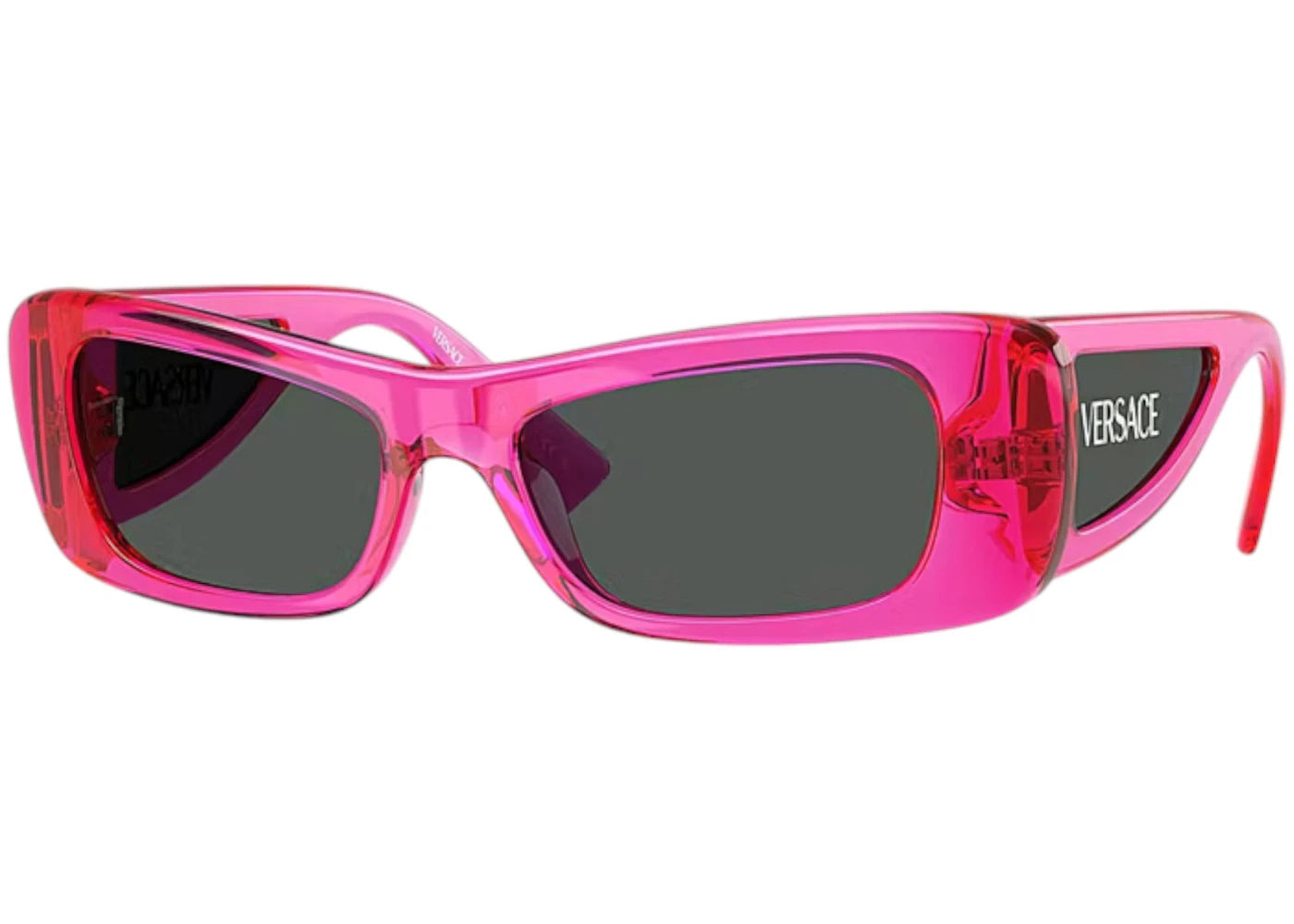 Versace Oval Sunglasses Gray Transparent Fluo Fucsia (VE4481 543487)