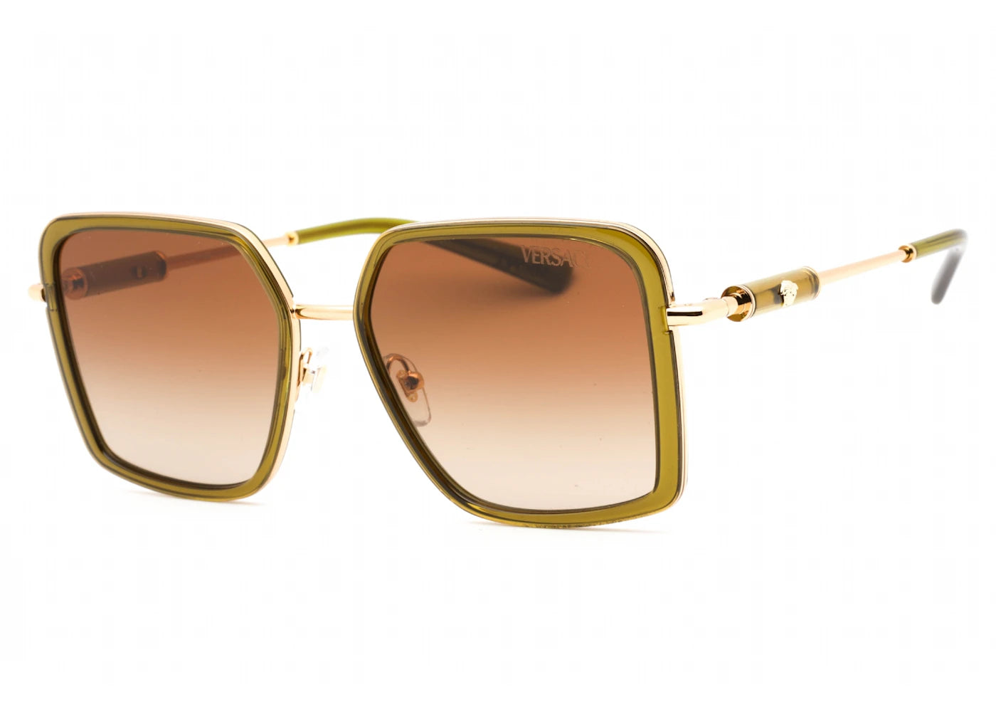 Versace Oversized Square Sunglasses Transparent Green/Gradient Brown (0VE2261-150913 56)