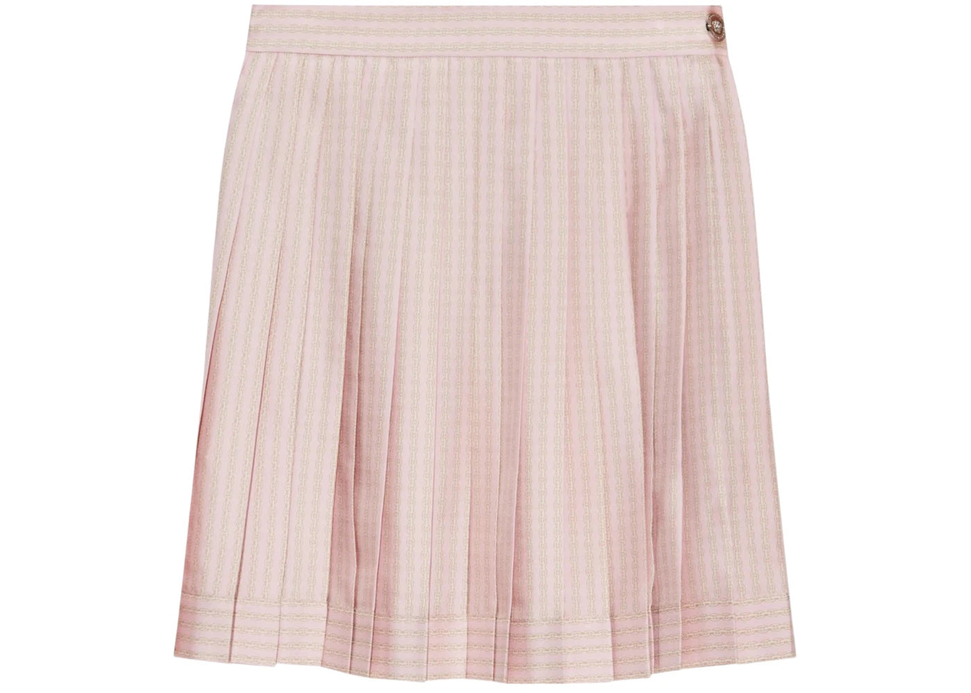 Versace Pinstripe Chain Silk Twill Skirt Pc Pink/Milk