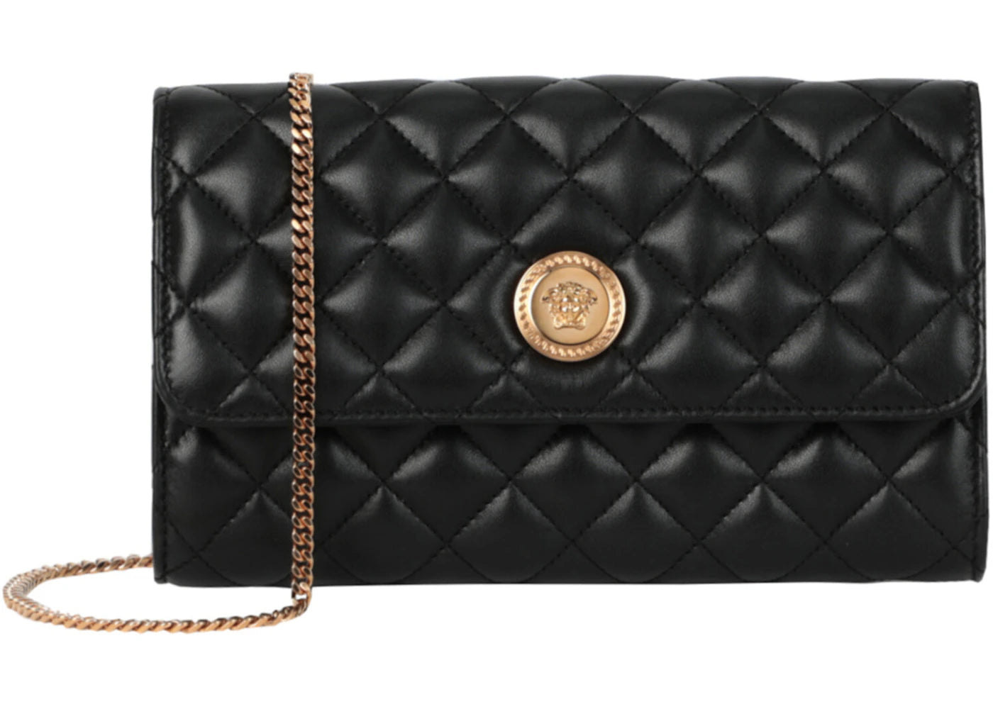 Versace Quilted Leather Clutch Black/Gold