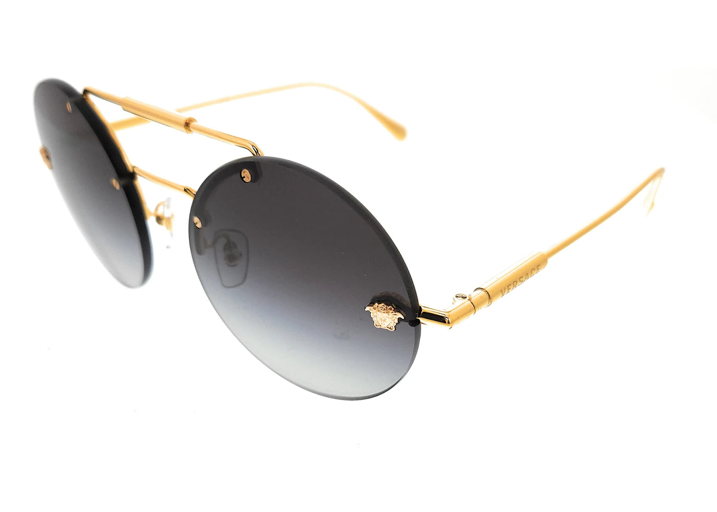 Versace Round Sunglasses Gold/Dark Grey (0VE2244 10028G)