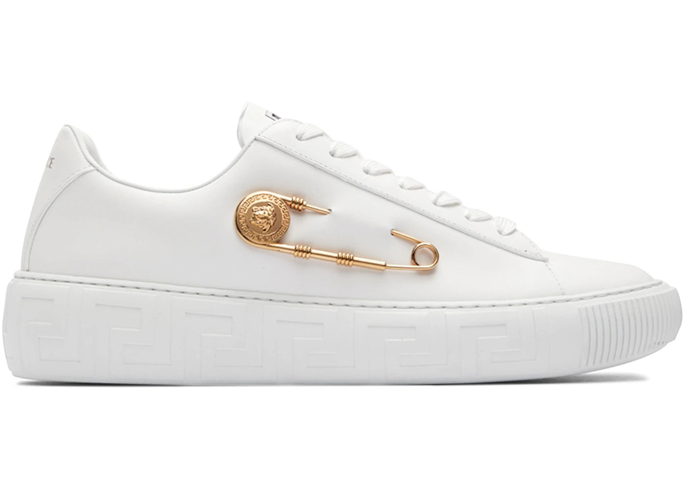Versace Safety Pin Sneakers White Gold