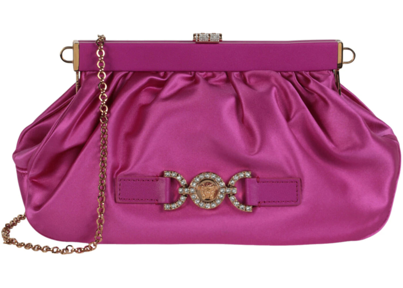 Versace Satin Crystal Medusa '95 Clutch Bright Pink
