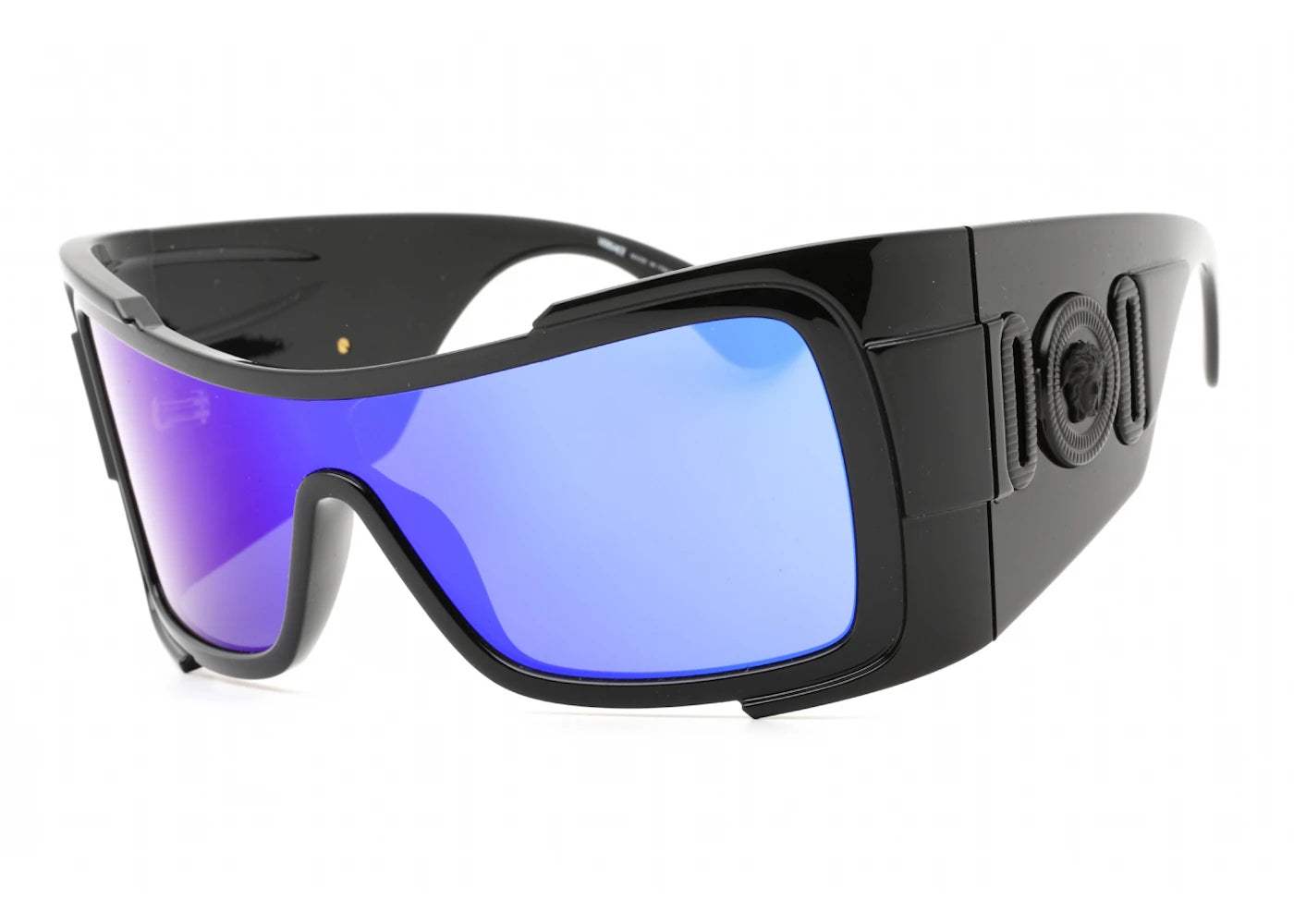 Versace Shield Sunglasses Black/Blue Green Mirror (VE4451-GB1/55 127)
